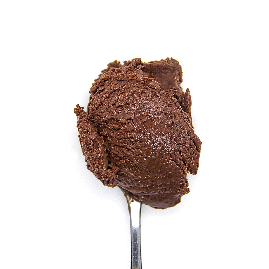 Sugar-Free Dark Trinitario Chocolate on a spoon